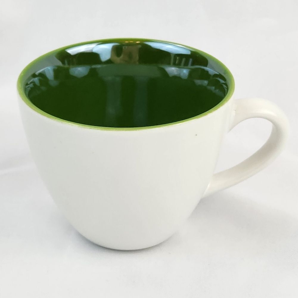 ☕️Vintage 2005 Starbucks Pearlescent Green Inside White 3oz Demitasse Espresso C